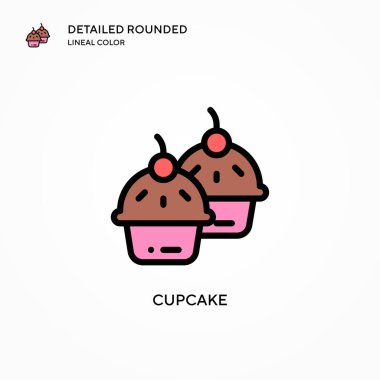 Cupcake vektör simgesi. Modern vektör illüstrasyon kavramları. Düzenlemesi ve kişiselleştirmesi kolay.