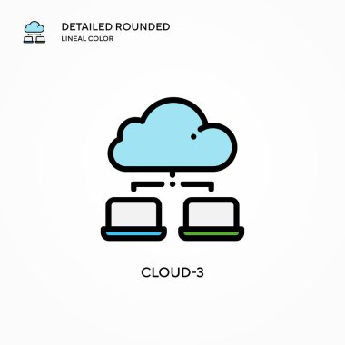 Bulut-3 vektör simgesi. Modern vektör illüstrasyon kavramları. Düzenlemesi ve kişiselleştirmesi kolay.