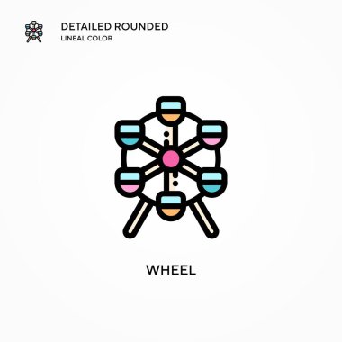 Tekerlek vektör simgesi. Modern vektör illüstrasyon kavramları. Düzenlemesi ve kişiselleştirmesi kolay.