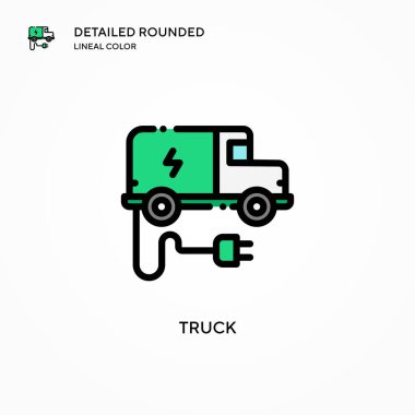 Kamyon vektör simgesi. Modern vektör illüstrasyon kavramları. Düzenlemesi ve kişiselleştirmesi kolay.