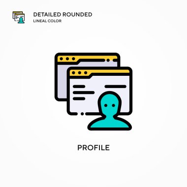 Profil vektör simgesi. Modern vektör illüstrasyon kavramları. Düzenlemesi ve kişiselleştirmesi kolay.
