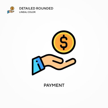 Ödeme vektör simgesi. Modern vektör illüstrasyon kavramları. Düzenlemesi ve kişiselleştirmesi kolay.