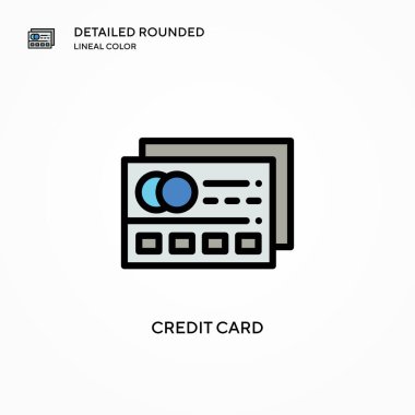 Kredi kartı vektör simgesi. Modern vektör illüstrasyon kavramları. Düzenlemesi ve kişiselleştirmesi kolay.