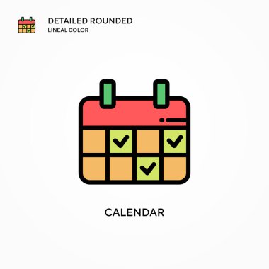 Takvim vektör simgesi. Modern vektör illüstrasyon kavramları. Düzenlemesi ve kişiselleştirmesi kolay.