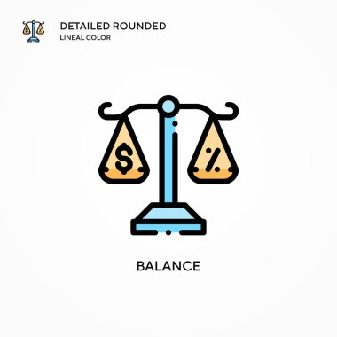 Denge vektör simgesi. Modern vektör illüstrasyon kavramları. Düzenlemesi ve kişiselleştirmesi kolay.