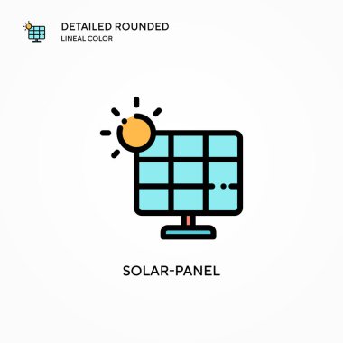 Güneş paneli vektör simgesi. Modern vektör illüstrasyon kavramları. Düzenlemesi ve kişiselleştirmesi kolay.