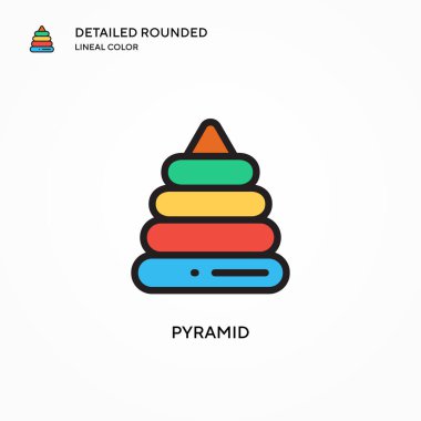 Piramit vektör simgesi. Modern vektör illüstrasyon kavramları. Düzenlemesi ve kişiselleştirmesi kolay.