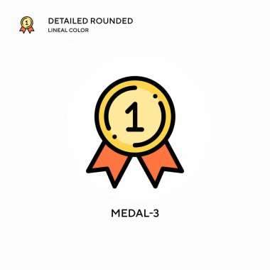 Madalya-3 vektör simgesi. Modern vektör illüstrasyon kavramları. Düzenlemesi ve kişiselleştirmesi kolay.