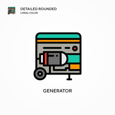 Jeneratör vektör simgesi. Modern vektör illüstrasyon kavramları. Düzenlemesi ve kişiselleştirmesi kolay.