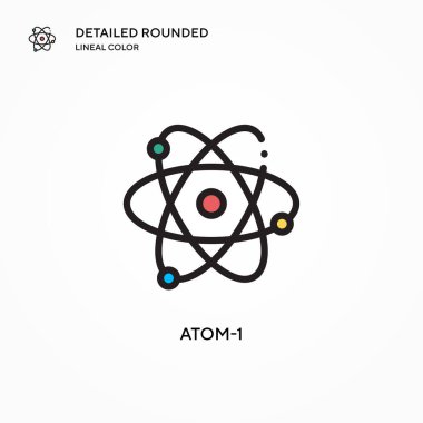 Atom-1 vektör simgesi. Modern vektör illüstrasyon kavramları. Düzenlemesi ve kişiselleştirmesi kolay.