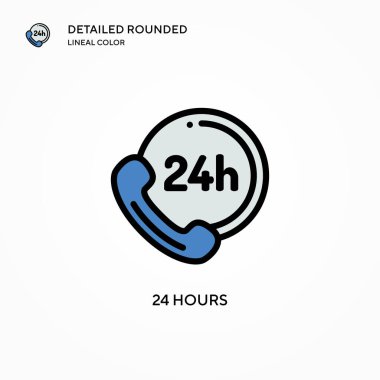 24 saat vektör simgesi. Modern vektör illüstrasyon kavramları. Düzenlemesi ve kişiselleştirmesi kolay.