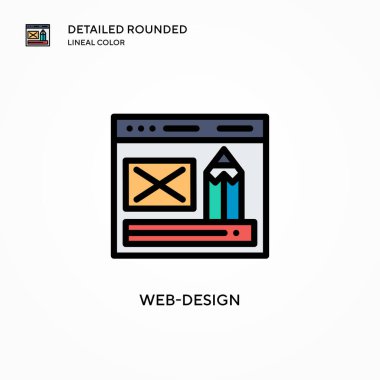 Web tasarım vektör simgesi. Modern vektör illüstrasyon kavramları. Düzenlemesi ve kişiselleştirmesi kolay.