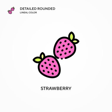 Çilek vektör simgesi. Modern vektör illüstrasyon kavramları. Düzenlemesi ve kişiselleştirmesi kolay.