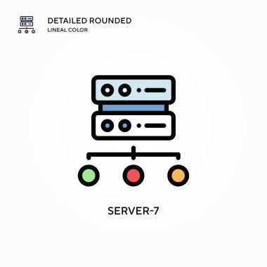Sunucu-7 vektör simgesi. Modern vektör illüstrasyon kavramları. Düzenlemesi ve kişiselleştirmesi kolay.