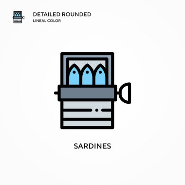 Sardalya vektör simgesi. Modern vektör illüstrasyon kavramları. Düzenlemesi ve kişiselleştirmesi kolay.