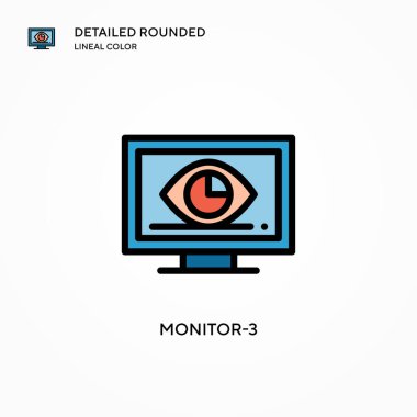 Monitör-3 vektör simgesi. Modern vektör illüstrasyon kavramları. Düzenlemesi ve kişiselleştirmesi kolay.