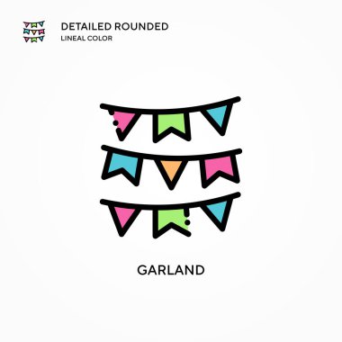 Çelenk vektör simgesi. Modern vektör illüstrasyon kavramları. Düzenlemesi ve kişiselleştirmesi kolay.