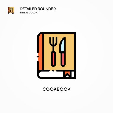 Yemek kitabı vektör simgesi. Modern vektör illüstrasyon kavramları. Düzenlemesi ve kişiselleştirmesi kolay.