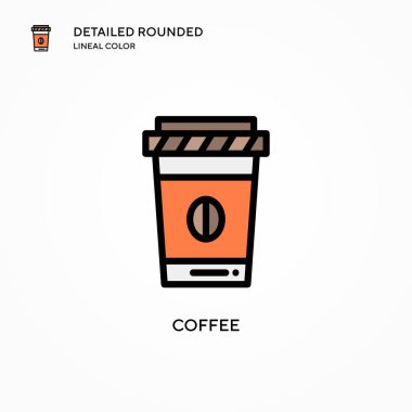 Kahve vektörü ikonu. Modern vektör illüstrasyon kavramları. Düzenlemesi ve kişiselleştirmesi kolay.