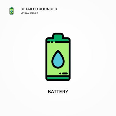 Batarya vektör simgesi. Modern vektör illüstrasyon kavramları. Düzenlemesi ve kişiselleştirmesi kolay.