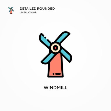 Yel değirmeni ikonu. Modern vektör illüstrasyon kavramları. Düzenlemesi ve kişiselleştirmesi kolay.
