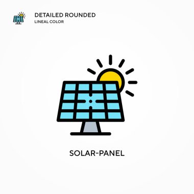 Güneş paneli vektör simgesi. Modern vektör illüstrasyon kavramları. Düzenlemesi ve kişiselleştirmesi kolay.