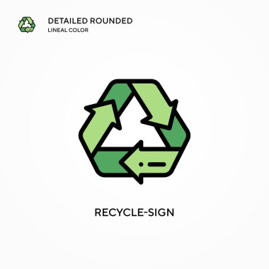 Geri dönüşüm işareti vektör simgesi. Modern vektör illüstrasyon kavramları. Düzenlemesi ve kişiselleştirmesi kolay.