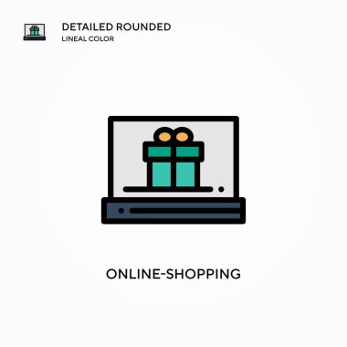 Çevrimiçi alışveriş vektör simgesi. Modern vektör illüstrasyon kavramları. Düzenlemesi ve kişiselleştirmesi kolay.
