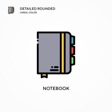 Not defteri vektör simgesi. Modern vektör illüstrasyon kavramları. Düzenlemesi ve kişiselleştirmesi kolay.