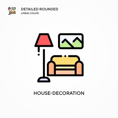 Ev dekorasyonu vektör simgesi. Modern vektör illüstrasyon kavramları. Düzenlemesi ve kişiselleştirmesi kolay.