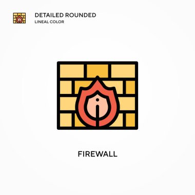 Güvenlik duvarı vektör simgesi. Modern vektör illüstrasyon kavramları. Düzenlemesi ve kişiselleştirmesi kolay.