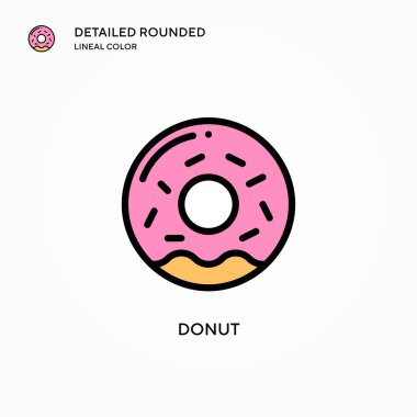 Donut vektör simgesi. Modern vektör illüstrasyon kavramları. Düzenlemesi ve kişiselleştirmesi kolay.