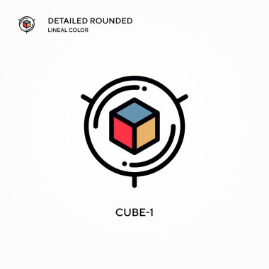 Küp-1 vektör simgesi. Modern vektör illüstrasyon kavramları. Düzenlemesi ve kişiselleştirmesi kolay.
