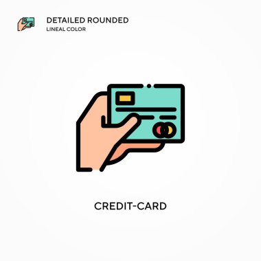 Kredi kartı vektör simgesi. Modern vektör illüstrasyon kavramları. Düzenlemesi ve kişiselleştirmesi kolay.