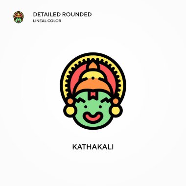 Kathakali vektör simgesi. Modern vektör illüstrasyon kavramları. Düzenlemesi ve kişiselleştirmesi kolay.