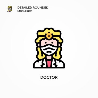 Doktor vektör simgesi. Modern vektör illüstrasyon kavramları. Düzenlemesi ve kişiselleştirmesi kolay.