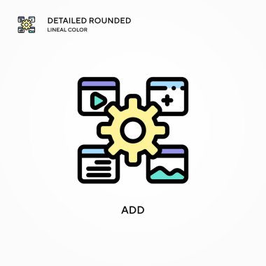 Vektör simgesi ekle. Modern vektör illüstrasyon kavramları. Düzenlemesi ve kişiselleştirmesi kolay.