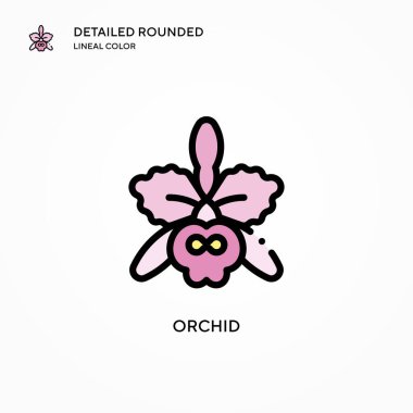 Orkide vektör simgesi. Modern vektör illüstrasyon kavramları. Düzenlemesi ve kişiselleştirmesi kolay.