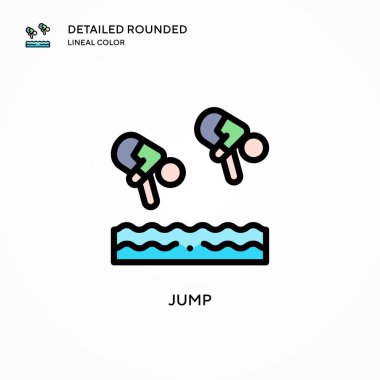 Atlama vektör simgesi. Modern vektör illüstrasyon kavramları. Düzenlemesi ve kişiselleştirmesi kolay.