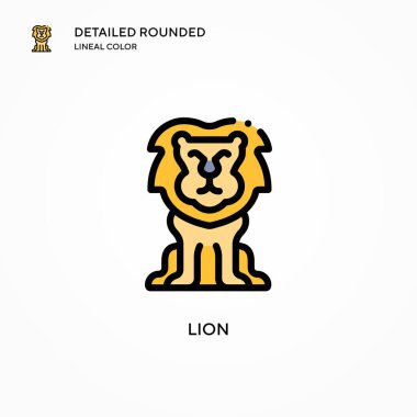 Aslan vektör simgesi. Modern vektör illüstrasyon kavramları. Düzenlemesi ve kişiselleştirmesi kolay.