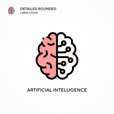 Yapay zeka vektör simgesi. Modern vektör illüstrasyon kavramları. Düzenlemesi ve kişiselleştirmesi kolay.