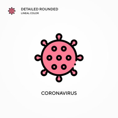 Coronavirus vektör simgesi. Modern vektör illüstrasyon kavramları. Düzenlemesi ve kişiselleştirmesi kolay.