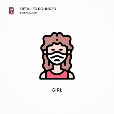 Kız vektör simgesi. Modern vektör illüstrasyon kavramları. Düzenlemesi ve kişiselleştirmesi kolay.