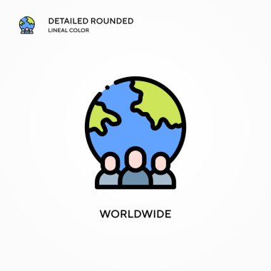 Dünya çapında vektör simgesi. Modern vektör illüstrasyon kavramları. Düzenlemesi ve kişiselleştirmesi kolay.