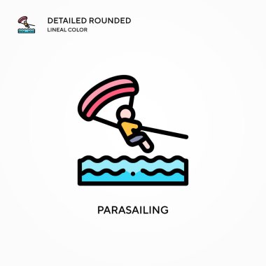 Parasailing vektör simgesi. Modern vektör illüstrasyon kavramları. Düzenlemesi ve kişiselleştirmesi kolay.