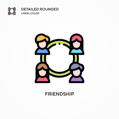 Dostluk vektör simgesi. Modern vektör illüstrasyon kavramları. Düzenlemesi ve kişiselleştirmesi kolay.