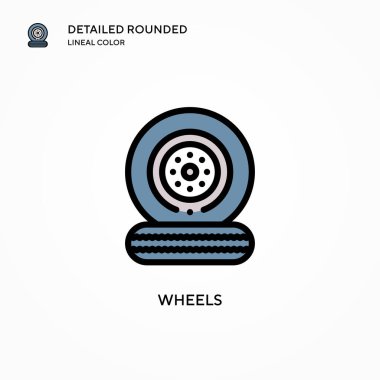 Tekerlek vektör simgesi. Modern vektör illüstrasyon kavramları. Düzenlemesi ve kişiselleştirmesi kolay.