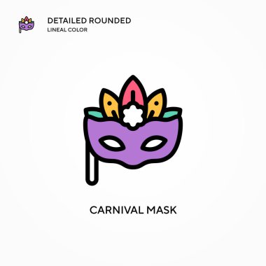 Karnaval maskesi vektör simgesi. Modern vektör illüstrasyon kavramları. Düzenlemesi ve kişiselleştirmesi kolay.