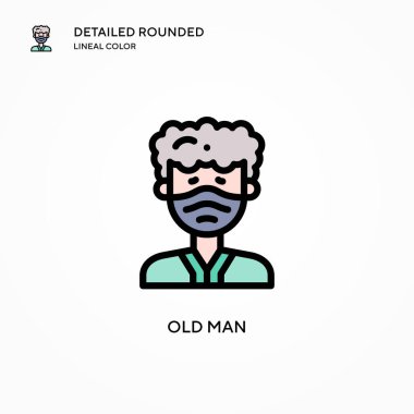 Yaşlı adam vektör simgesi. Modern vektör illüstrasyon kavramları. Düzenlemesi ve kişiselleştirmesi kolay.
