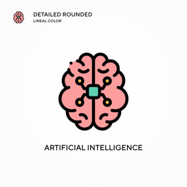 Yapay zeka vektör simgesi. Modern vektör illüstrasyon kavramları. Düzenlemesi ve kişiselleştirmesi kolay.